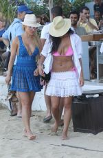NICOLE SCHERZINGER in Bikini Top at a Beach in Mykonos 07/01/2017