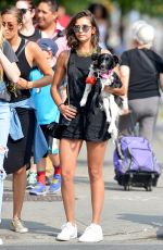 NINA DOBREV Out with Her Dog in New York 07/23/2017