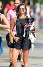 NINA DOBREV Out with Her Dog in New York 07/23/2017