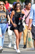 NINA DOBREV Out with Her Dog in New York 07/23/2017