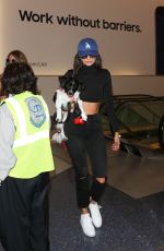 NINA DOBREV with Her Dog at LAX Airport in Los Angeles 07/19/2017