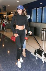 NINA DOBREV with Her Dog at LAX Airport in Los Angeles 07/19/2017