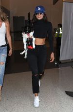 NINA DOBREV with Her Dog at LAX Airport in Los Angeles 07/19/2017