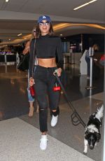 NINA DOBREV with Her Dog at LAX Airport in Los Angeles 07/19/2017