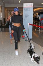 NINA DOBREV with Her Dog at LAX Airport in Los Angeles 07/19/2017