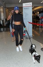 NINA DOBREV with Her Dog at LAX Airport in Los Angeles 07/19/2017