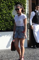 OLIVIA MUNN in Denim Skirt Out for Lunch in West Hollywood 07/13/2017