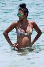 Pregnant ENIKO PARRISH in Bikini on the Beach in Palm Beach 06/29/2017