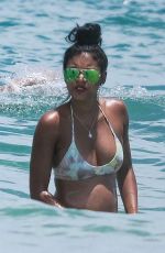 Pregnant ENIKO PARRISH in Bikini on the Beach in Palm Beach 06/29/2017