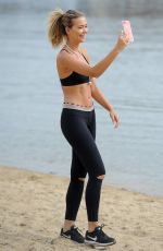 SANDRA KUBICKA in Leggings and Sports Bra Out Jgging in Sopot 07/08/2017