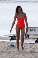 SHANINA SHAIK on the Set of a Photoshoot at a Beach in Malibu 07/06/2017