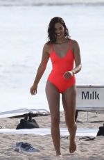 SHANINA SHAIK on the Set of a Photoshoot at a Beach in Malibu 07/06/2017