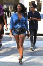 TOCCARA JONES in Denim Shorts Out in Beverly Hills 06/30/2017