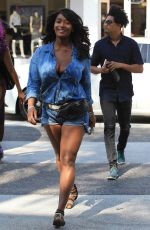 TOCCARA JONES in Denim Shorts Out in Beverly Hills 06/30/2017