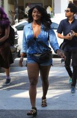 TOCCARA JONES in Denim Shorts Out in Beverly Hills 06/30/2017