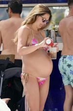 Pregnant DANIELLE LLOYD in Bikini at a Pool in Monte Carlo 08/02/2017