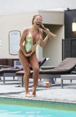 AISLEYNE HORGAN WALLACE in Swimsuits at a Pool in Los Angeles 07/30/2017