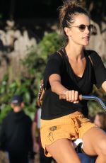 ALESSANDRA AMBROSIO Riding Her Bike Out in Brentwood 08/07/2017