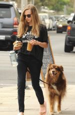 AMANDA SEYFRIED Out with Her Dog in Los Angeles 08/24/2017
