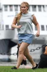 AMY SCHUMER on the Set of I Feel Pretty in Boston 08/23/2017