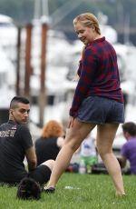 AMY SCHUMER on the Set of I Feel Pretty in Boston 08/23/2017
