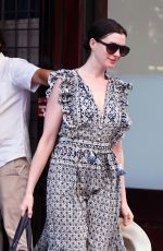 ANNE HATHAWAY Leaves Her Hotel in New York 08/25/2017