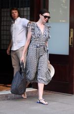 ANNE HATHAWAY Leaves Her Hotel in New York 08/25/2017
