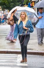ASHLEY BENSON Out for a Walk in the Rain in New York 08/02/2017
