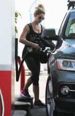 ASHLEY GREENE in Tights at a Gas Station in Beverly Hills 08/05/2017