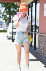 BELLA THORNE in Denim SHorts Out in Los Angeles 08/09/2017