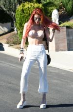 BELLA THORNE Shows off Her New Hair Color in Los Angeles 08/26/2017