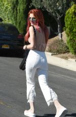 BELLA THORNE Shows off Her New Hair Color in Los Angeles 08/26/2017