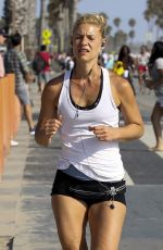 CLAIRE DENIS Out Jogging in Santa Monica 08/07/2017