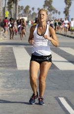 CLAIRE DENIS Out Jogging in Santa Monica 08/07/2017