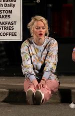 EMMA STONE on the Set of Maniac in Long Island 08/29/2017