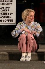 EMMA STONE on the Set of Maniac in Long Island 08/29/2017