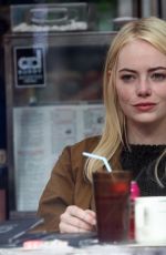 EMMA STONE on the Set of Maniac in New York 08/14/2017