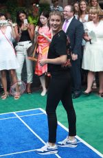 EUGENIE BOUCHARD Playing Badminton at Lotte New York Palace Tennis Invitational 08/24/2017