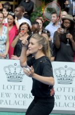 EUGENIE BOUCHARD Playing Badminton at Lotte New York Palace Tennis Invitational 08/24/2017