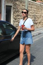 GAL GADOT in Denim Skirt Out in Tel Aviv 08/30/2017