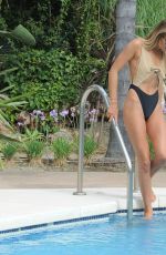 GEORGIA HARRISON in Swimsuit at a Pool in Ibiza 08/18/2017
