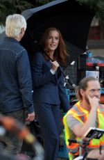 GILLIAN ANDERSON on the Set of X-Files Series in Vancouver 08/16/2017