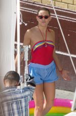 KATE HUDSON in Retro Swimsuit on the Set of Sister in Los Angeles 08/28/2017