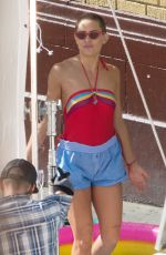 KATE HUDSON in Retro Swimsuit on the Set of Sister in Los Angeles 08/28/2017