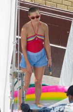 KATE HUDSON in Retro Swimsuit on the Set of Sister in Los Angeles 08/28/2017