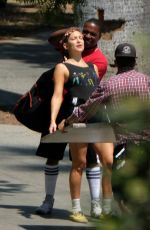 KATE HUDSON Shows Haircut on the Set Sister in Los Angeles 08/21/2017