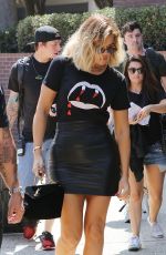 KHLOE KARDASHIAN in Leather Skirt Out in Studio City 08/24/2017