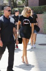 KHLOE KARDASHIAN in Leather Skirt Out in Studio City 08/24/2017