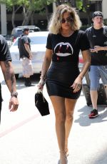 KHLOE KARDASHIAN in Leather Skirt Out in Studio City 08/24/2017