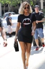 KHLOE KARDASHIAN in Leather Skirt Out in Studio City 08/24/2017